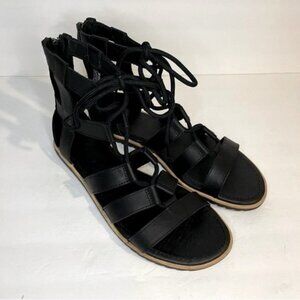 Sorel Bailee Lace Up Sandal Size 8 Black/Noir